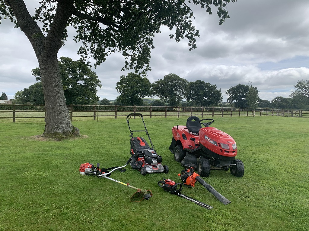 A photograph of commercial garden maintenance equipment.